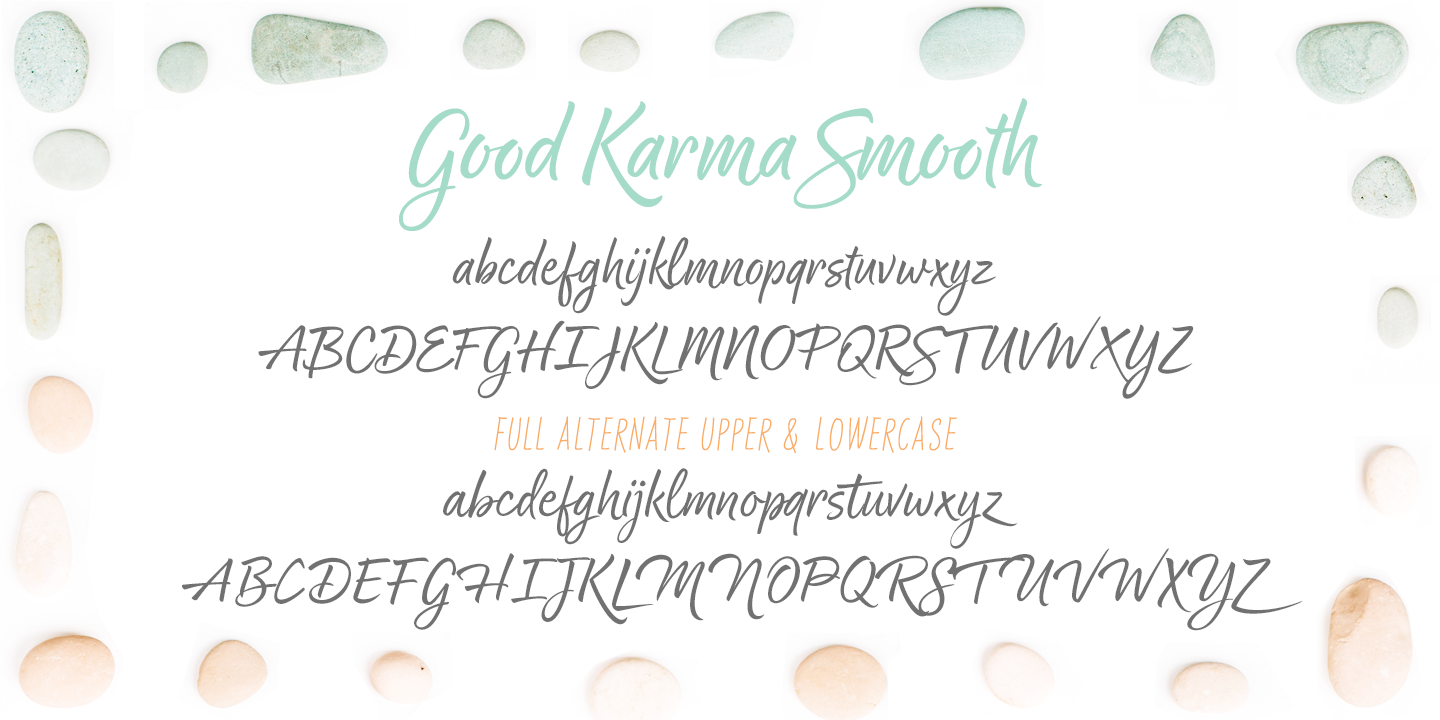 Ejemplo de fuente Good Karma Smooth Upright